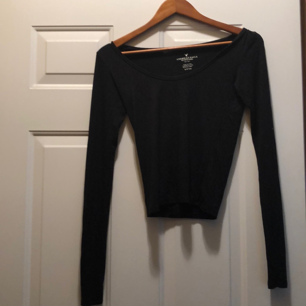 American eagle black crop top long sleeve